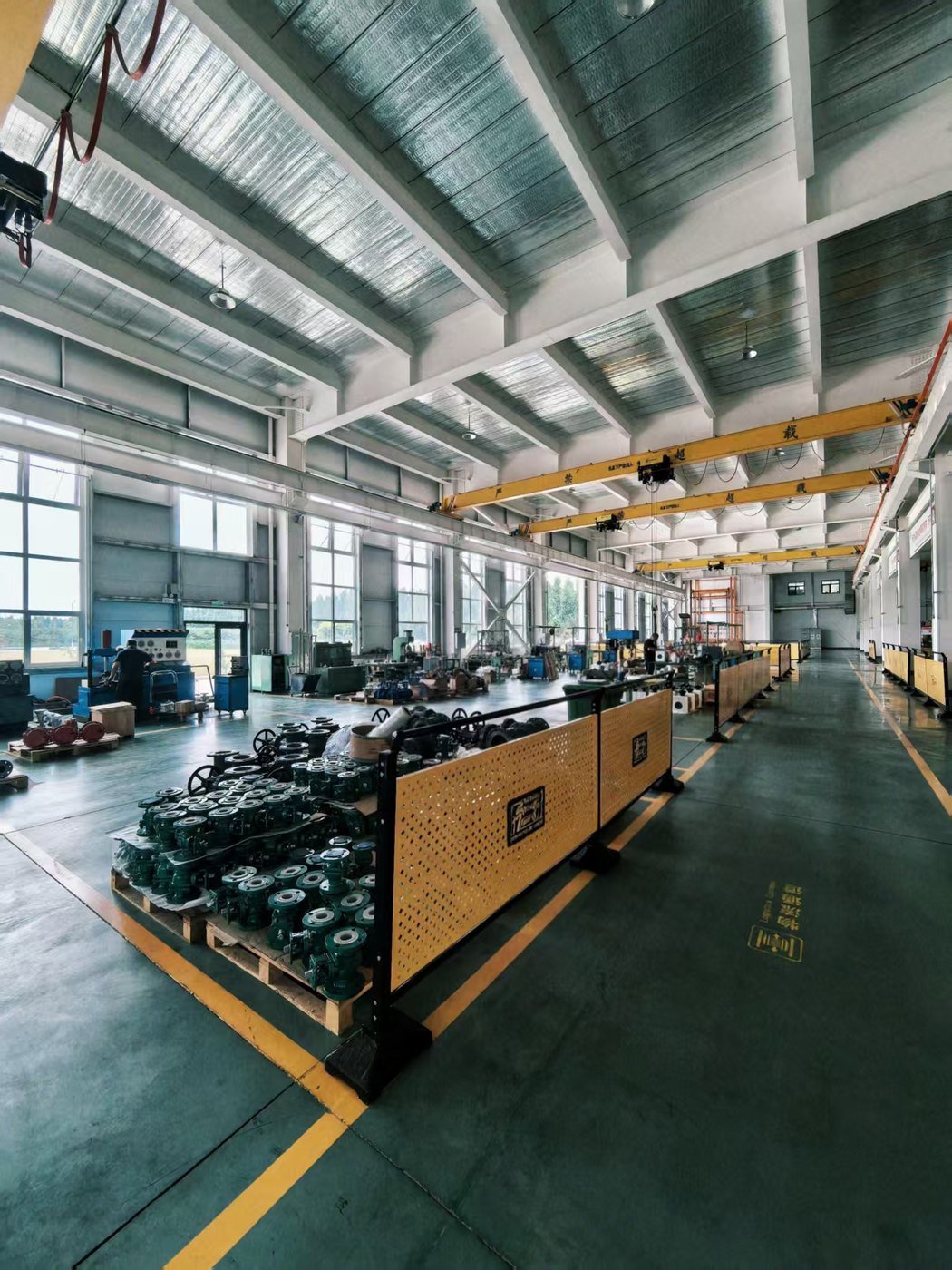 Manufacturing floor with valve production equipment